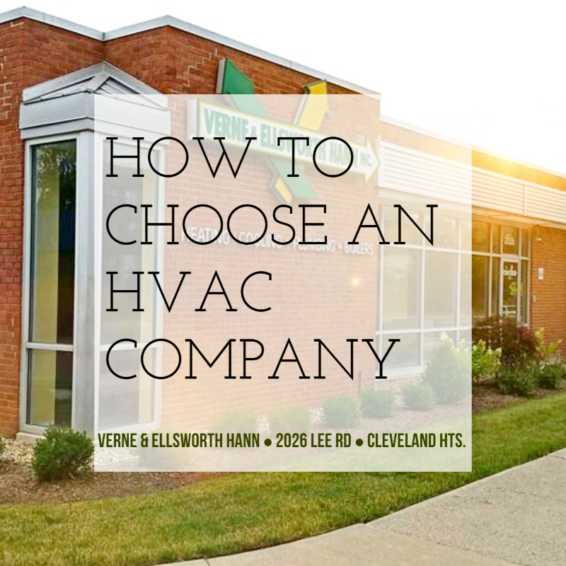 Cleveland HVAC company store front with banner reading how to choose an HVAC company